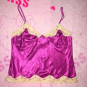 y2k / 90s lace trim satin cami